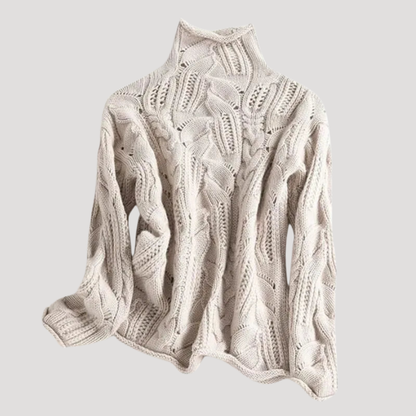Fabienne | Pull Donna in Maglia Ajourée Col Alto