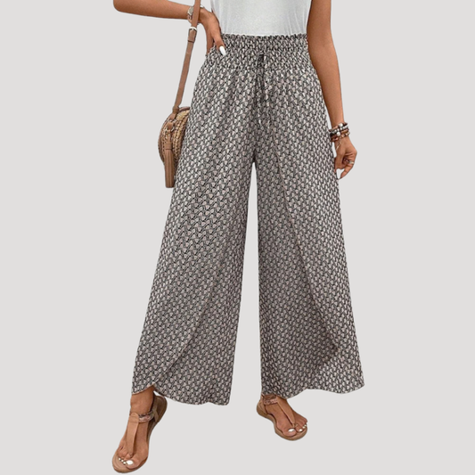 Ottavia | Pantaloni palazzo donna stampati fluidi e leggeri