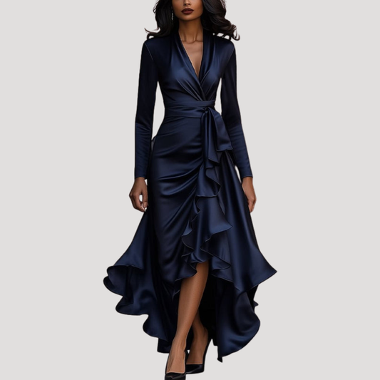 Nicoletta | Robe lunga elegante a portafoglio con maniche lunghe