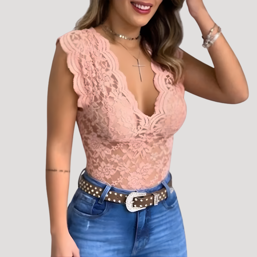 Nadia | Top Donna Pizzo Col V Elegante