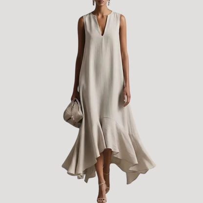 Jacqueline | Abito Lungo Donna Elegante con Volant Asimmetrici