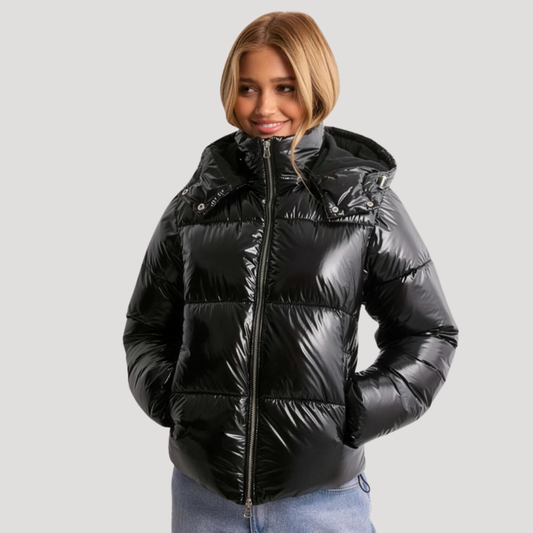 Lorena | Giacca Donna con Cappuccio Finitura Lucida