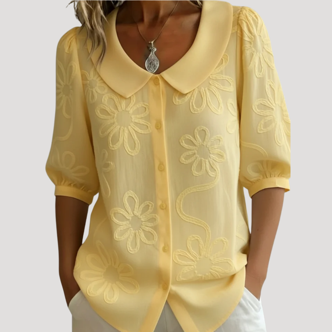 Jeanne | Blusa in Pizzo Donna Floreale Maniche Corte