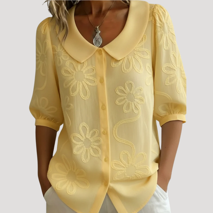Jeanne | Blusa in Pizzo Donna Floreale Maniche Corte