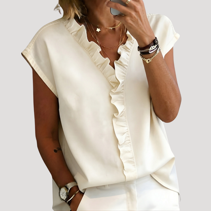 Clothilde | Blusa Donna Volant Maniche Corte Elegante