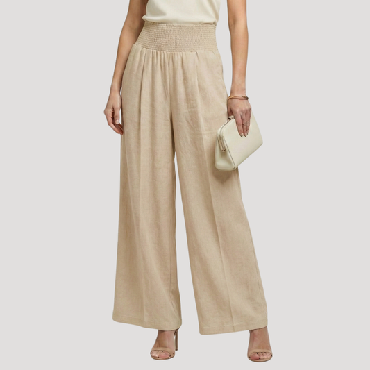 Capucine | Pantaloni Donna Vita Arricciata Gamba Larga