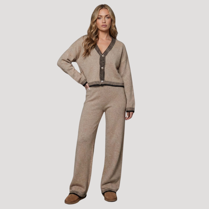 Angeline | Completo Donna in Maglia Cardigan e Pantaloni Larghi