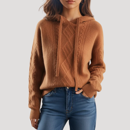 Miriam | Pull Donna in Maglia Intrecciata con Cappuccio