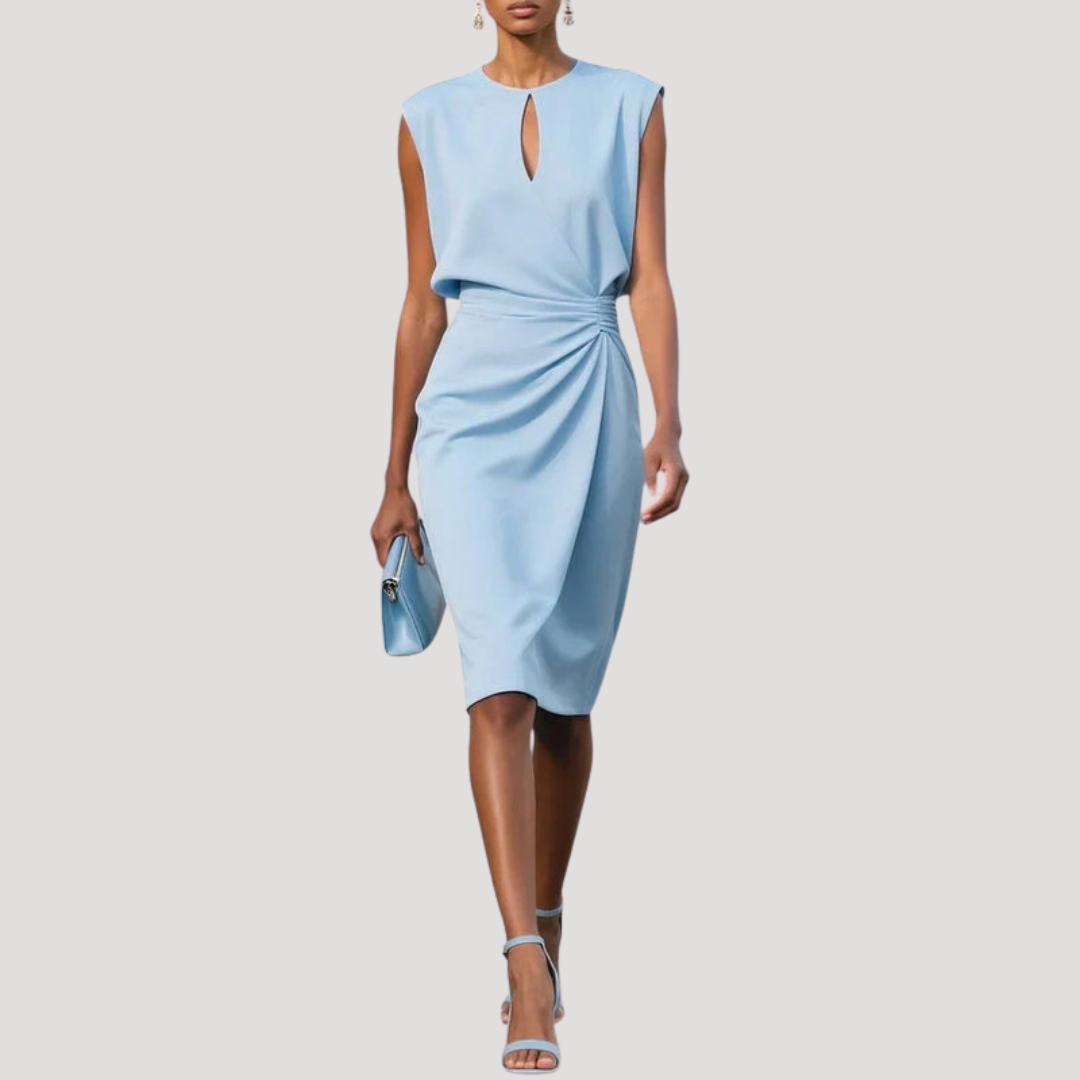 Corinne | Robe midi elegante senza maniche drappeggiata