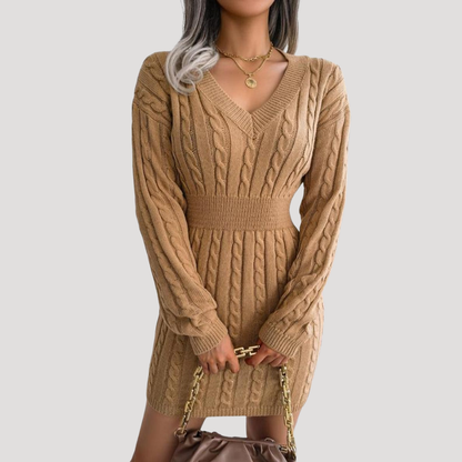 Esther | Abito Midi Donna in Maglia Taglio Svasato Maniche Lunghe