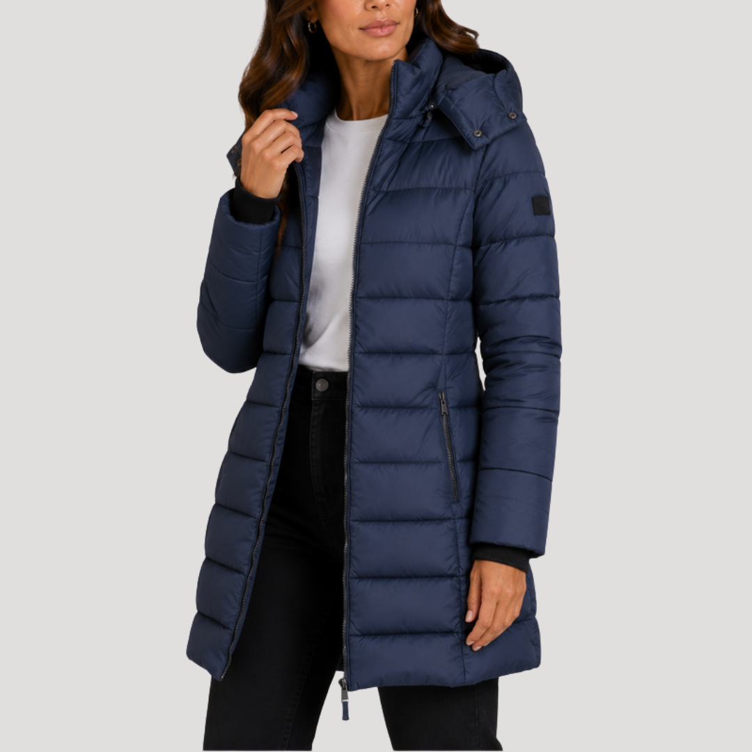 Isotta | Giacca Piumino Lunga Donna con Cappuccio e Chiusura Zip