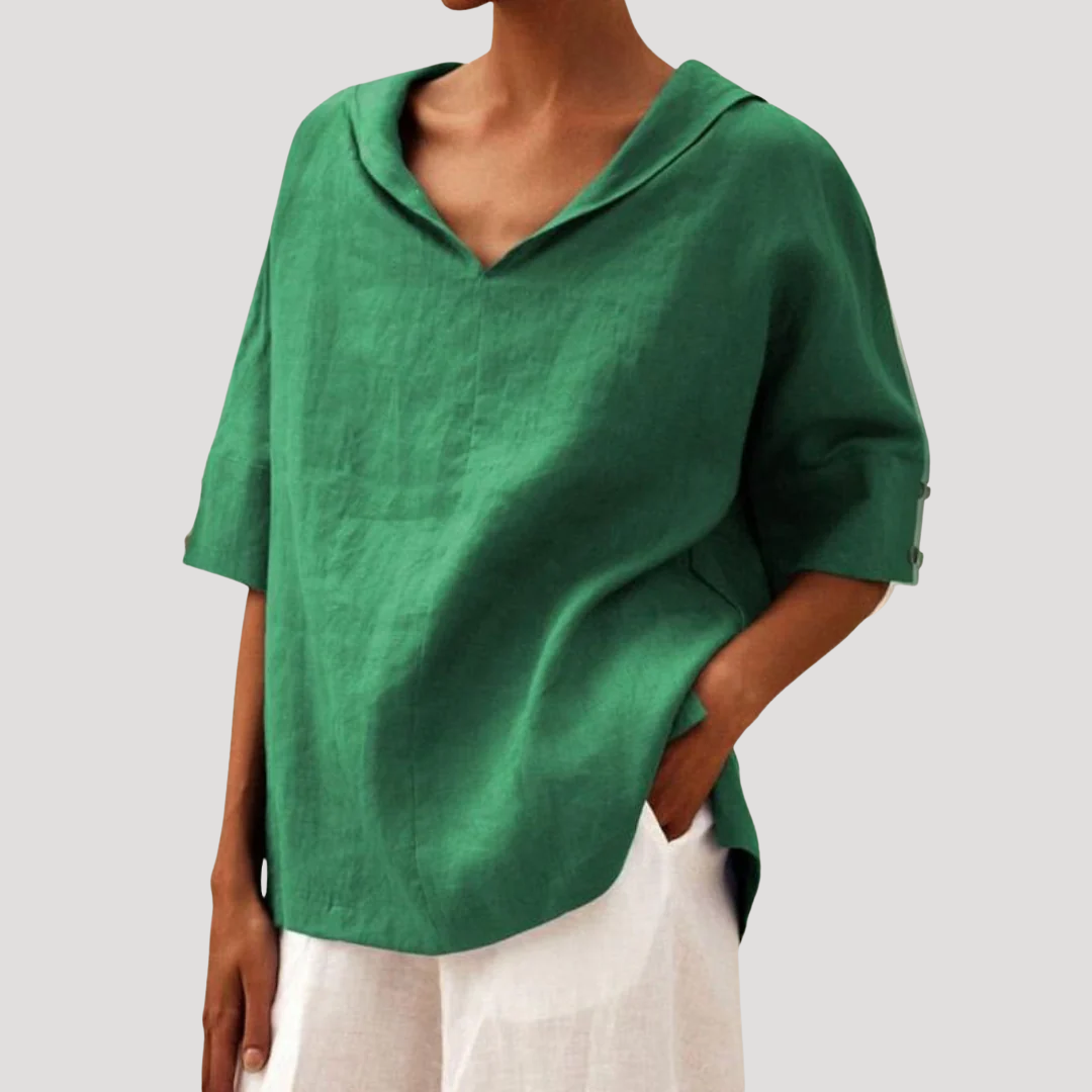 Jennifer | Blusa ampia e fluida in lino a maniche corte
