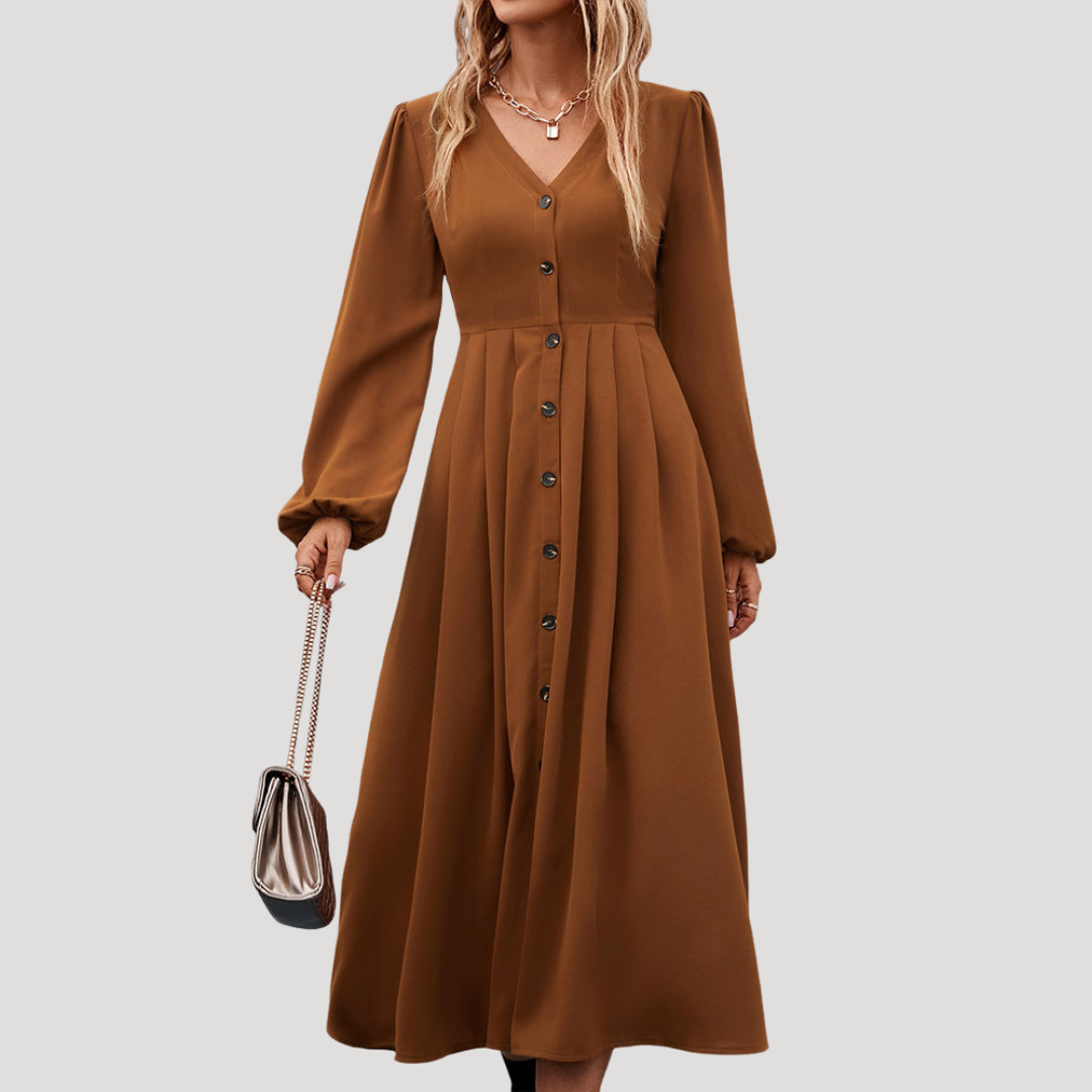 Emilia | Robe Midi Donna Bottonata Maniche Lunghe