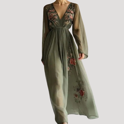 Marta | Robe lunga elegante a fiori fluida