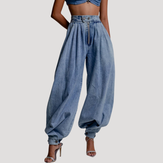 Liana | Jeans Baggy Donna Vita Alta Casual