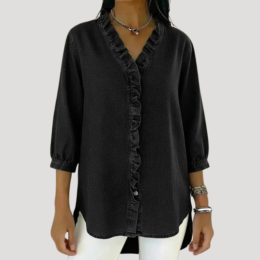 Rosalie | Blusa Donna in Jeans con Volant