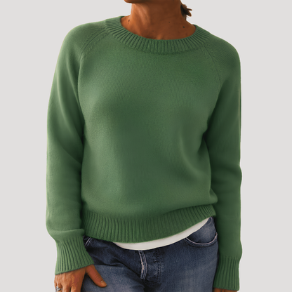 Monique | Maglione Donna Collo Rotondo con Finiture A Coste