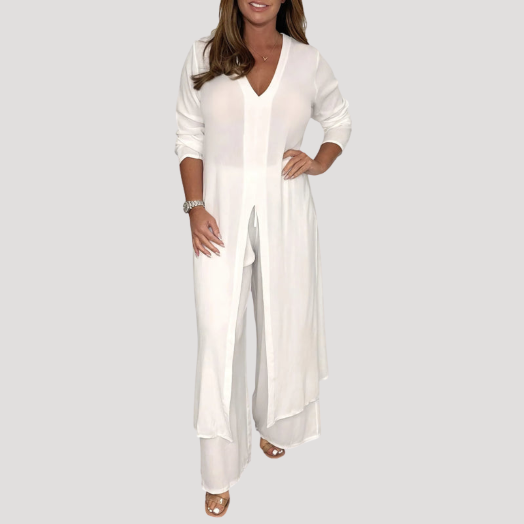 Nell | Combinaison Pantalone Donna Cinturato Gambe Larghe