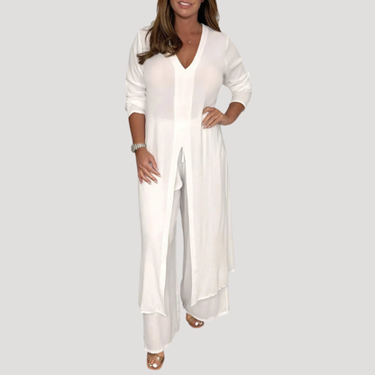 Nell | Combinaison Pantalone Donna Cinturato Gambe Larghe