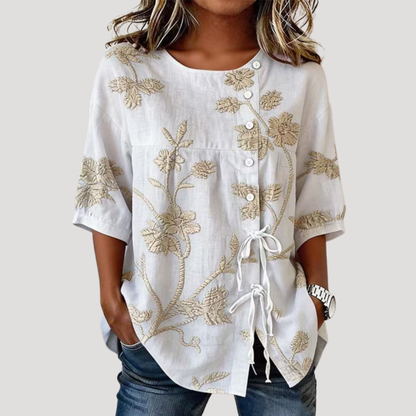 Letizia | Blusa Donna Floreale Bohemien Maniche Corte
