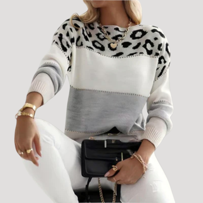 Rosa | Pull Donna Casual Motivo Leopardo Tricolore
