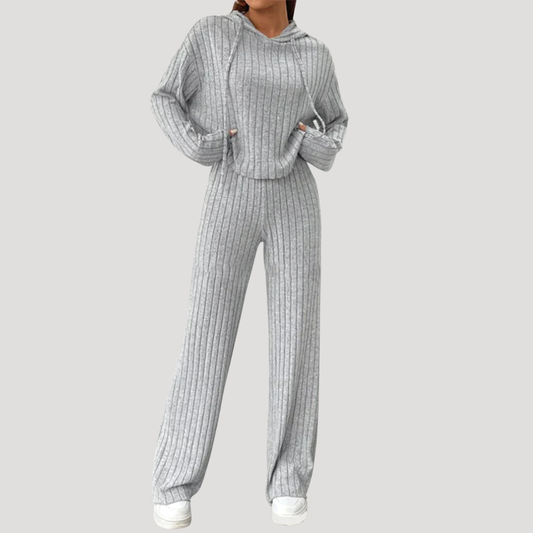 Carmela | Completo Donna in Maglia a Coste Top e Pantaloni Larghi