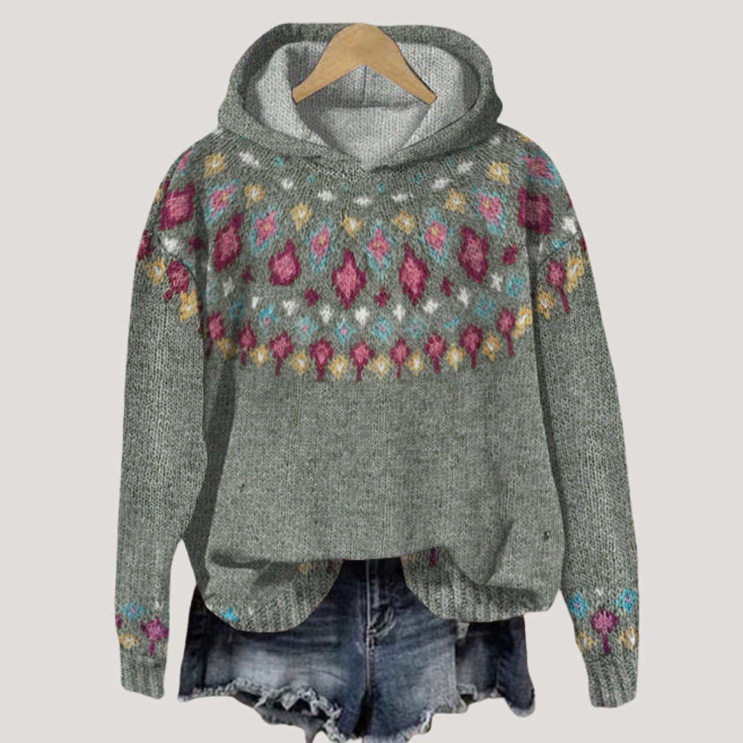 Luisa Maria | Pullover con Cappuccio Donna Vintage Maniche Lunghe