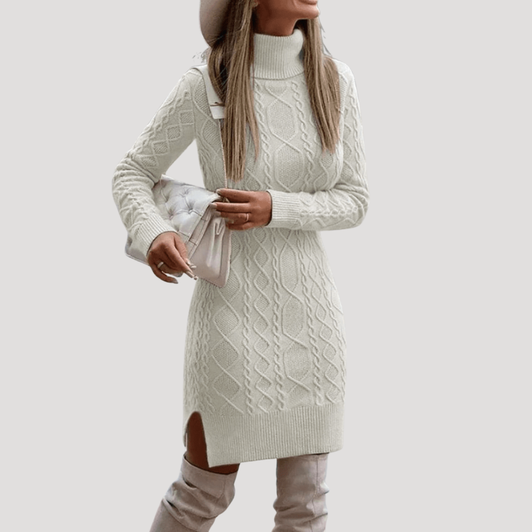 Aurelia | Abito Midi Donna in Maglia Torcigliata con Collo Alto