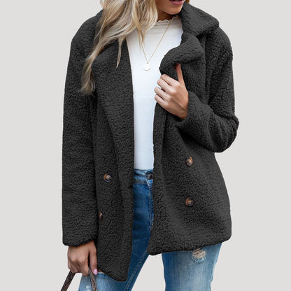 Clemence | Cappotto Teddy Donna Testurizzato con Collo Revers