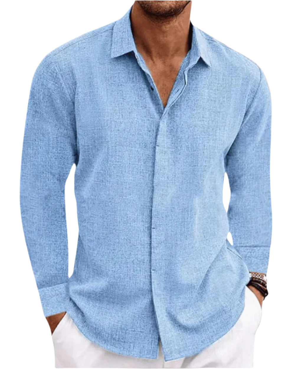 Davide | Camicia a maniche lunghe con bottoni nascosti da uomo