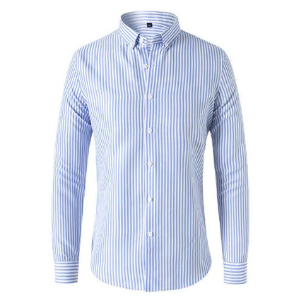Edoardo | Camicia a righe verticali con collo button-down da uomo