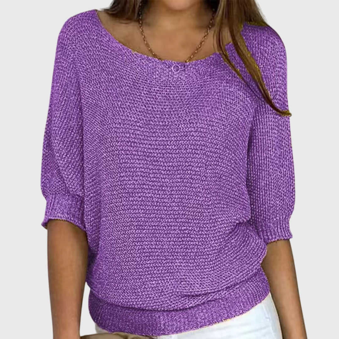 Leticia | Pull Donna Collo Barchetta Maglia Fine Casual