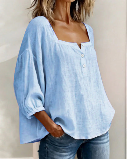 Isotta | Blusa scollo quadrato maniche a lanterna per donna