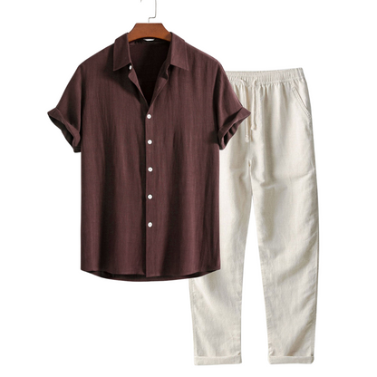 Arturo | Completo camicia a maniche corte e pantaloni con coulisse da uomo