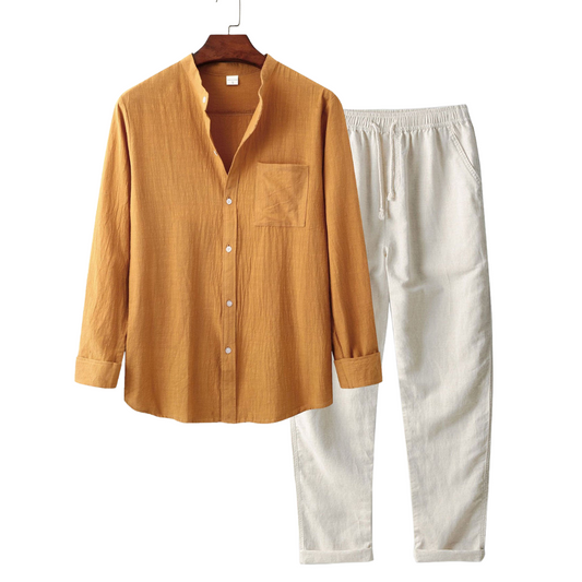 Gino | Coordinato camicia e pantaloni con coulisse da uomo