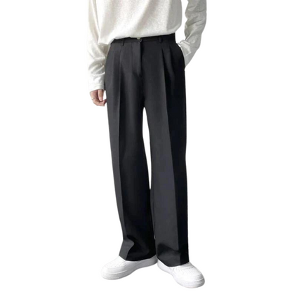 Italo | Pantaloni a gamba larga con pinces e vita alta da uomo