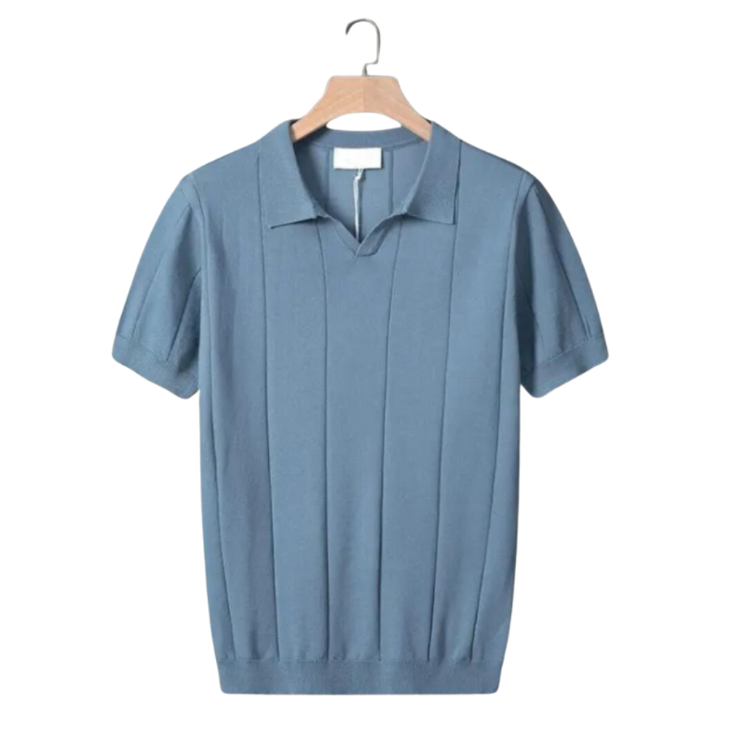 Tiziano | Polo a maniche corte con scollo a V e righe verticali da uomo