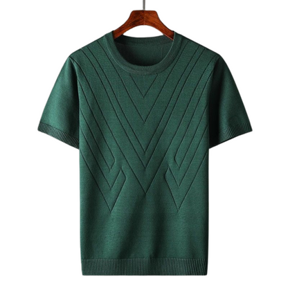 Angelo | Maglia a girocollo a maniche corte con motivo a V da uomo