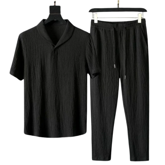 Amedeo | Completo polo e pantaloni con colletto sciallato da uomo