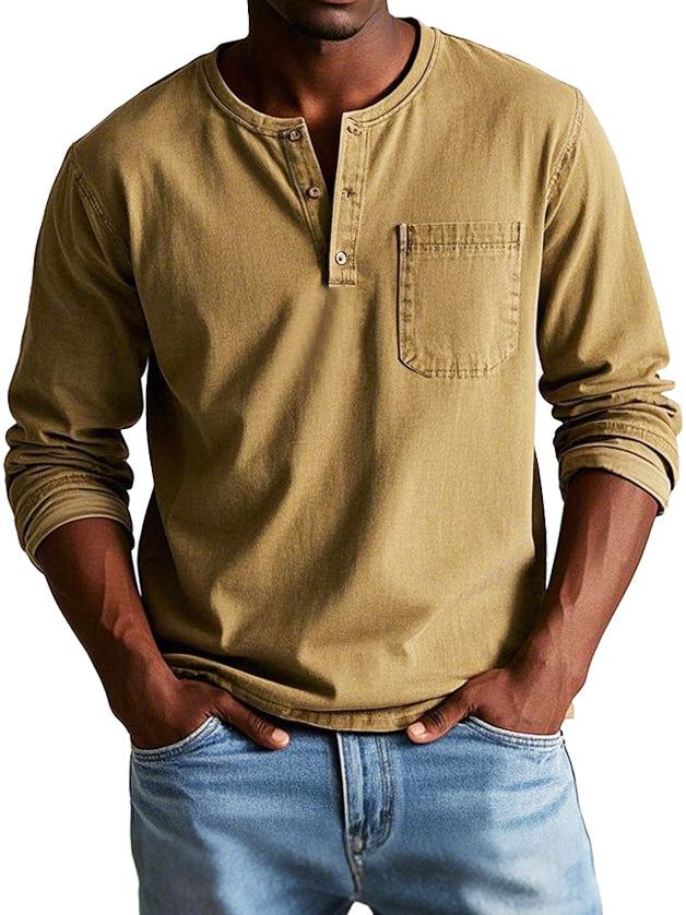 Gabriele | Maglia Henley a maniche lunghe con taschino da uomo
