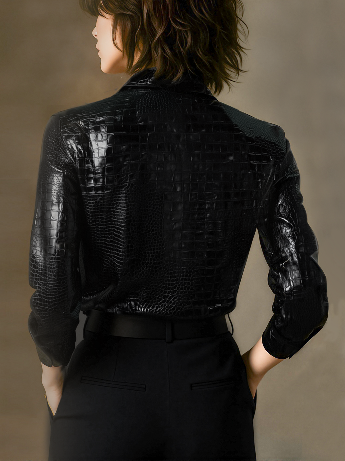 Sorenti | Camicia Lucida Effetto Coccodrillo da Donna