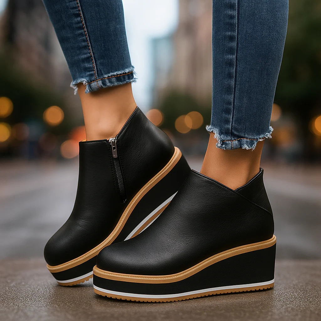 Selora | Stivaletti zeppa con zip laterale per donna