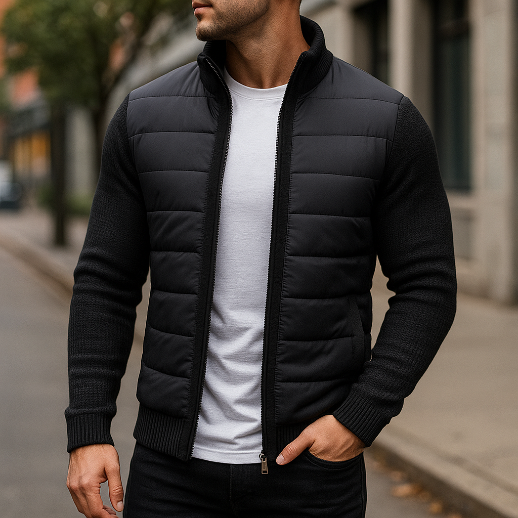 Manlio | Giacca imbottita con maniche in maglia da uomo