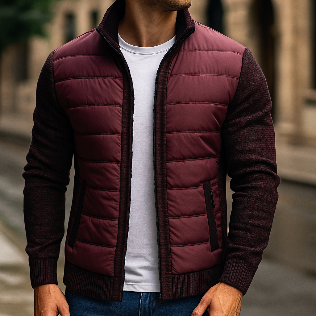 Manlio | Giacca imbottita con maniche in maglia da uomo