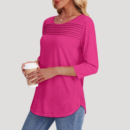 Renata | Top Lungo Donna Plissettato con Maniche 3/4