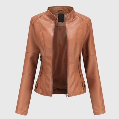 Alice | Giacca in Pelle Donna Con Zip Collo Alto
