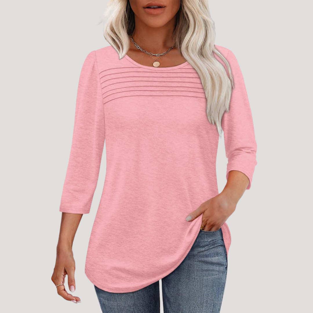 Renata | Top Lungo Donna Plissettato con Maniche 3/4