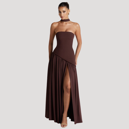 Renata | Abito lungo a bustier plissettato elegante da cerimonia
