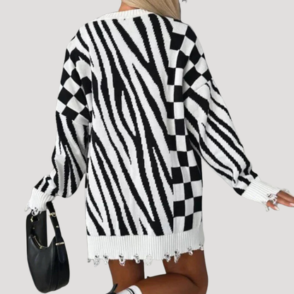 Gioia | Pull Long Femme à Motifs Décontracté
