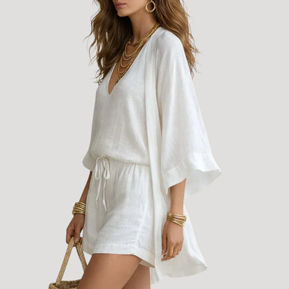 Serena | Completo Bohémien Donna Shorts e Kimono Fluido